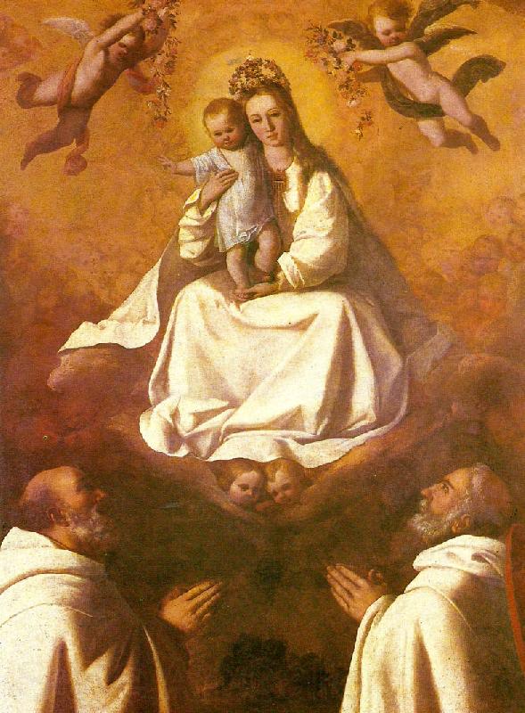 Francisco de Zurbaran the virgin of mercy with two mercedarians France oil painting art